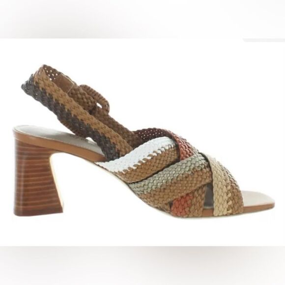 NWT - DONALD PLINER 'VARA' WOVEN LEATHER SANDAL WITH WOODEN HEEL - SIZE 6 - Picture 4 of 16